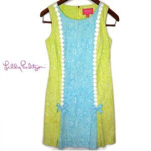 Lilly Pulitzer Jubilee Shift Dress Lime Green & Aqua 50th Anniversary 6 NWT $198